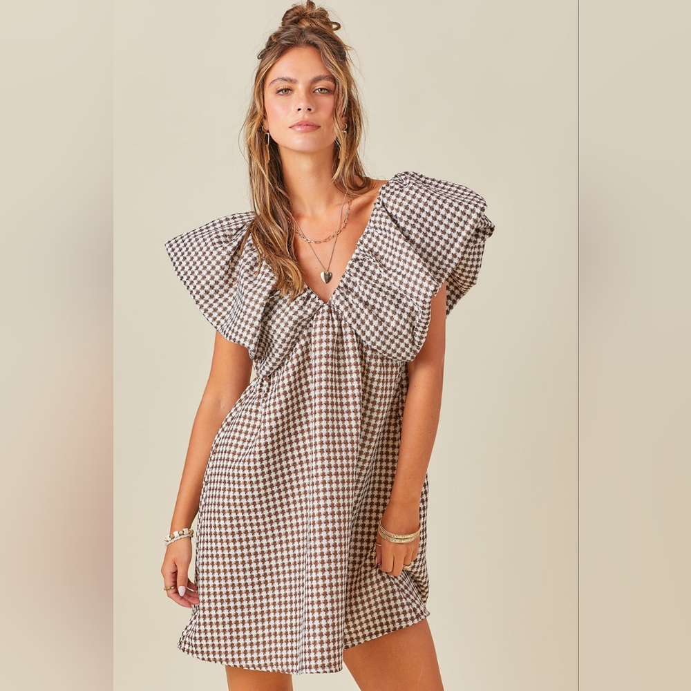 NWOT Day + MOON dress in brown/ivory